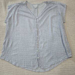 Liz Claiborne Blue and White Striped Button-Down Shirt